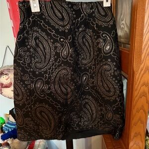 Marc Jacobs Black and Silver Paisley Pencil Skirt